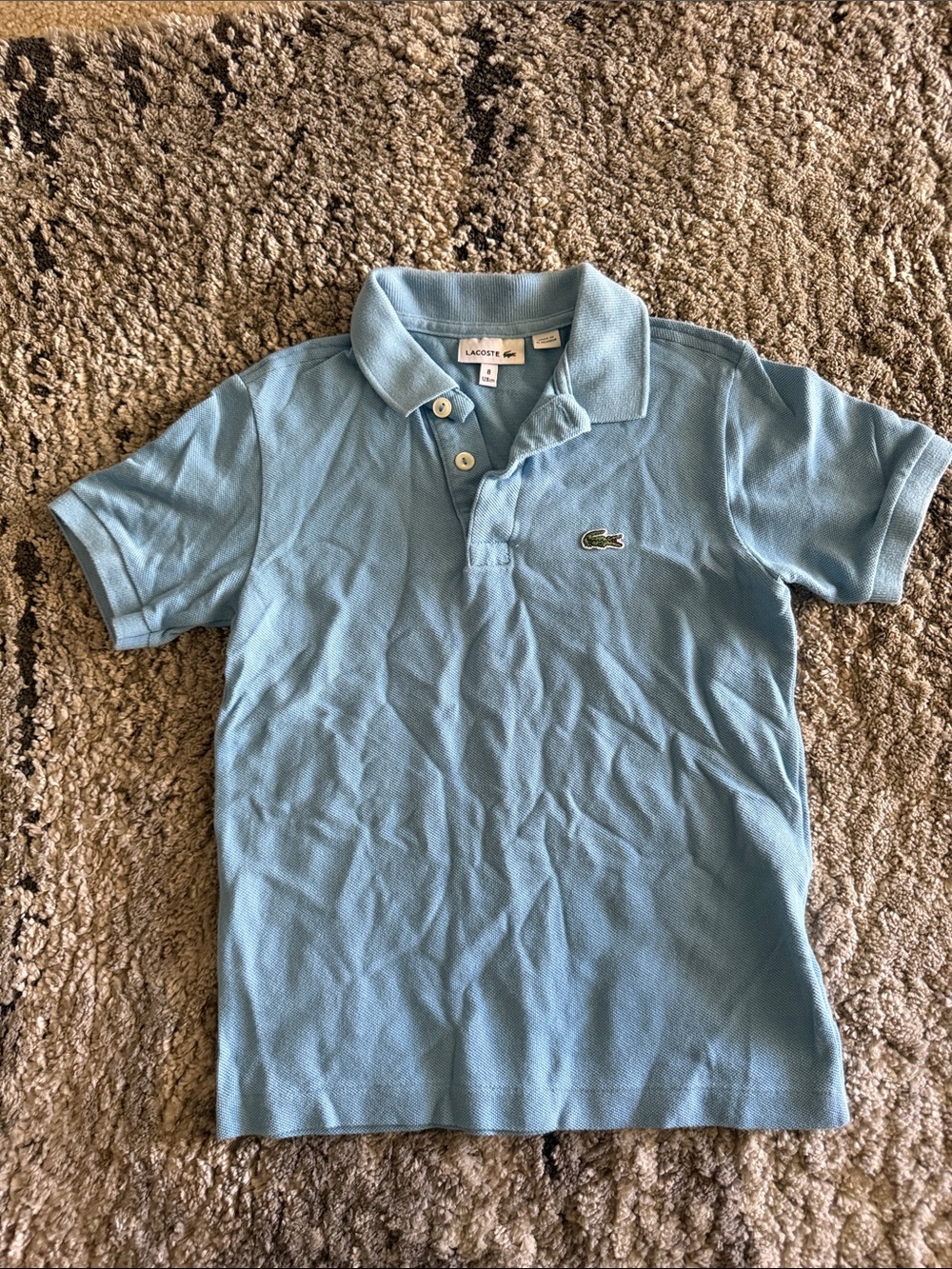 Lacoste Kids Sky Blue Pique Polo with Crocodile Logo